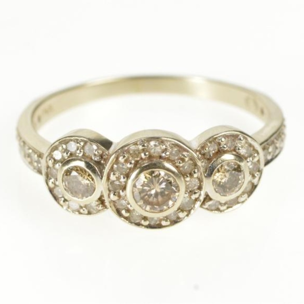 14K White Gold Diamond Engagement Ring Size 9